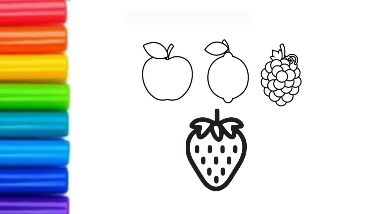Colourful fruits🍍🍎🍓🍇 drawing | drawing for kids | easy fruits drawing | fruits drawing colourful