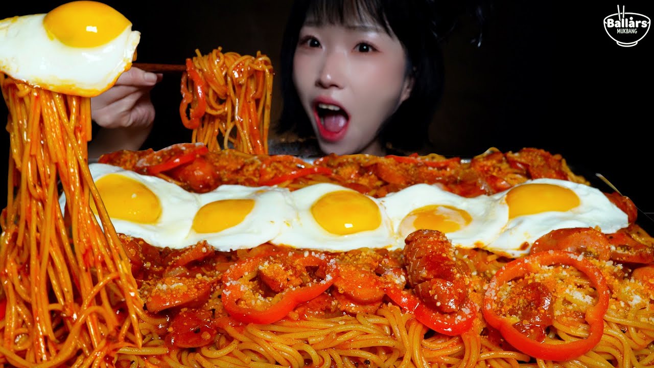 Mukbang:)  Napolitan Spaghetti Mukbang ☆ Big Bites :: ASMR :: Eatingshow ☆