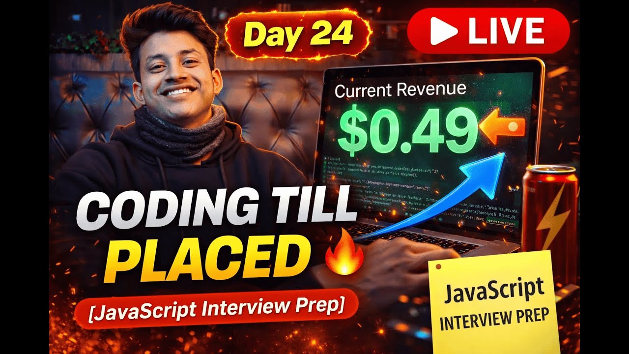 Coding Till Placed | Live DSA & Web Development | $0.49 Revenue Update | Day 24 🔥