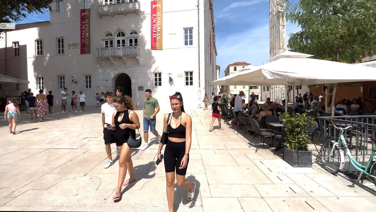 Zadar Dalmatia Croatia, 4K Beach and Promenade Walking Tour