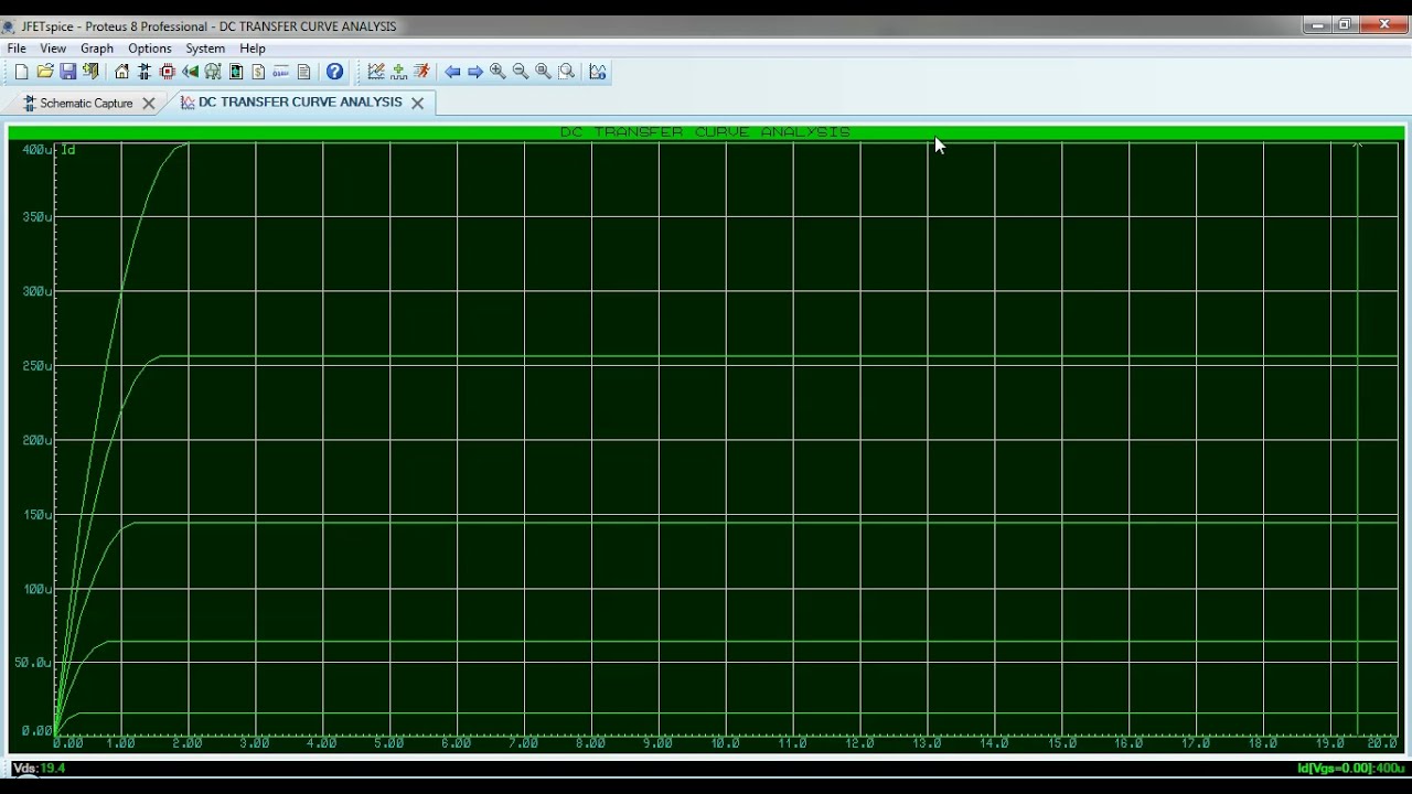 Import spice model in Proteus and draw JFET drain curve