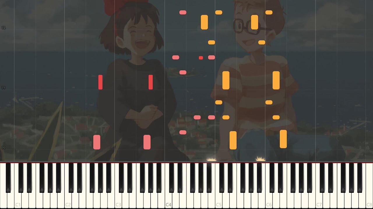 Kiki's Delivery Service - A Town with an Ocean View | Piano Synthesia Tutorial / Studio Ghibli Cover