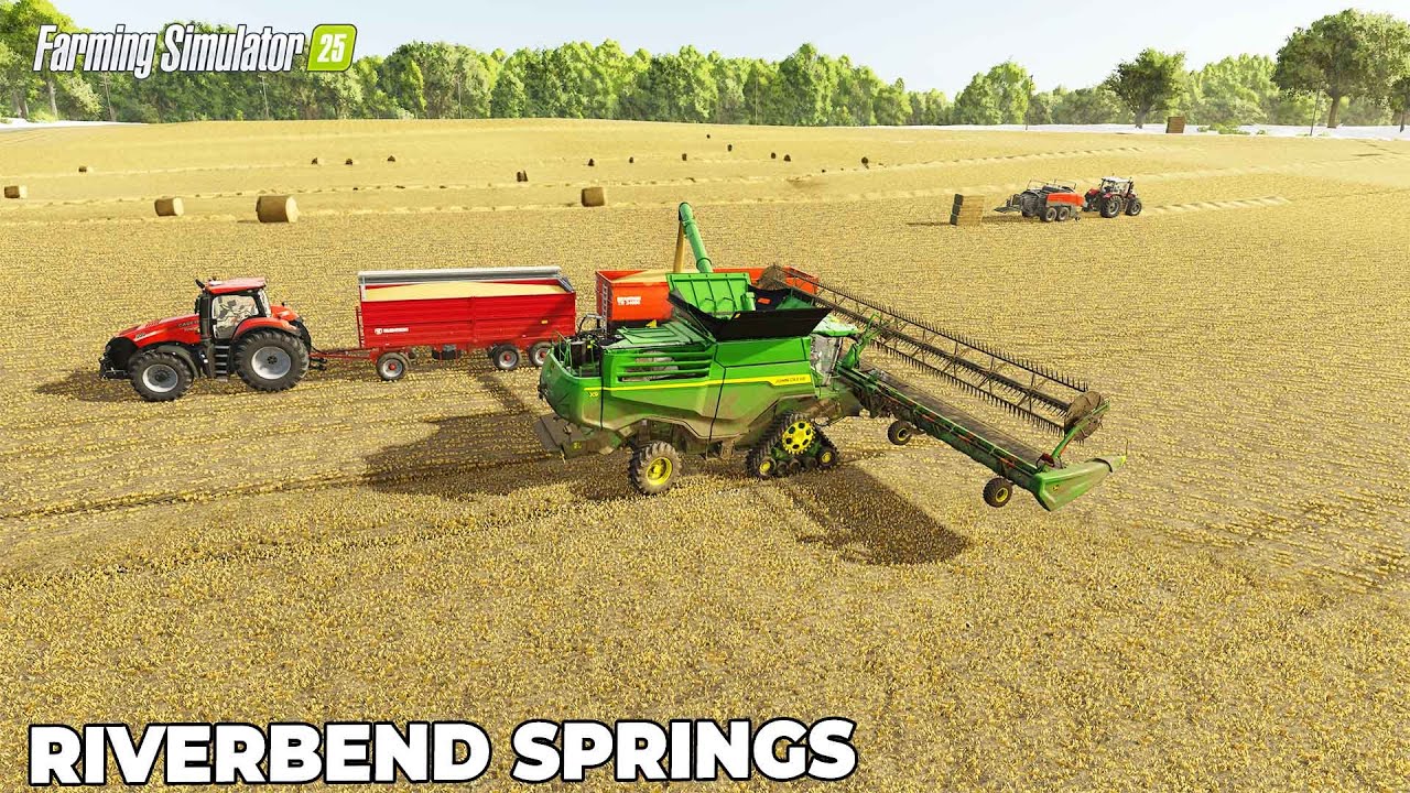 HARVESTING WHEAT IN A LARGE FIELD | John Deere | FARMING SIMULATOR 25