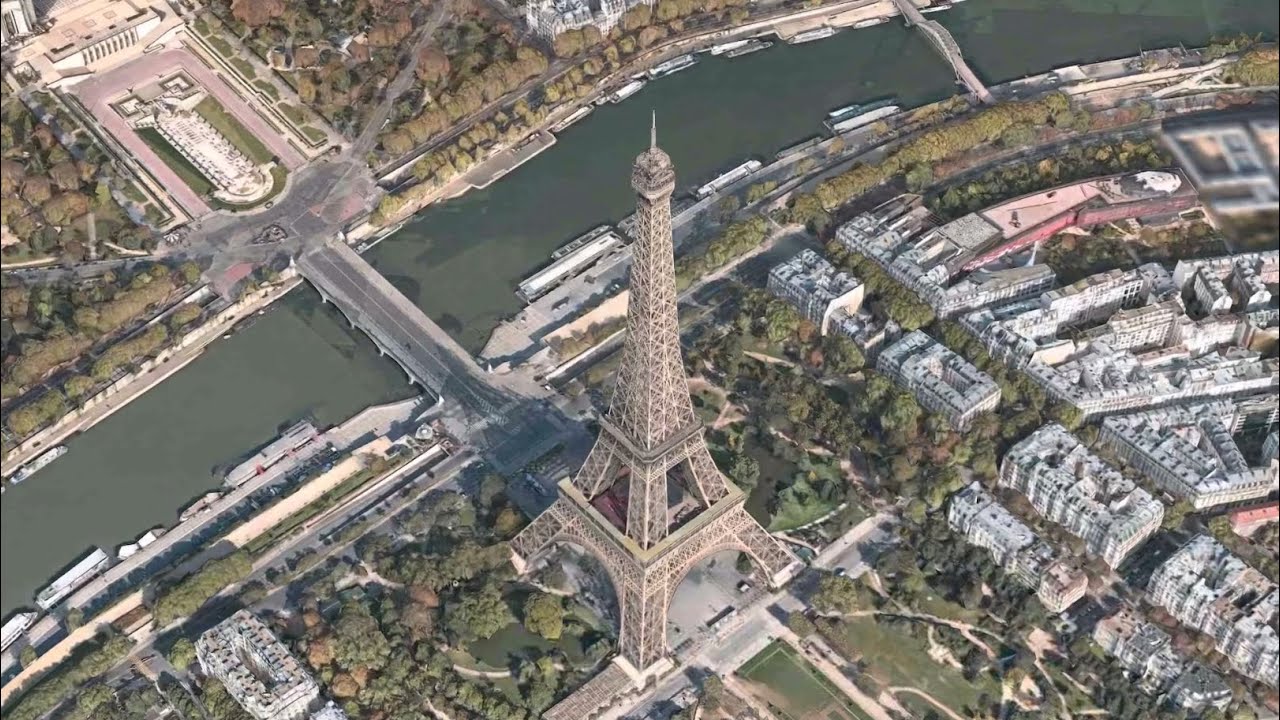 Flyover Paris - Drone view Paris city   Sky view Tour