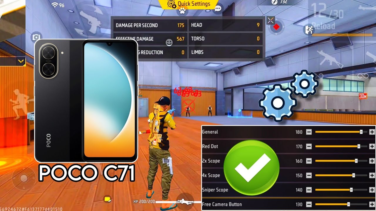 Poco C71 free fire sensitivity setting ⚙️ | Poco C71 free fire headshot setting ⚙️