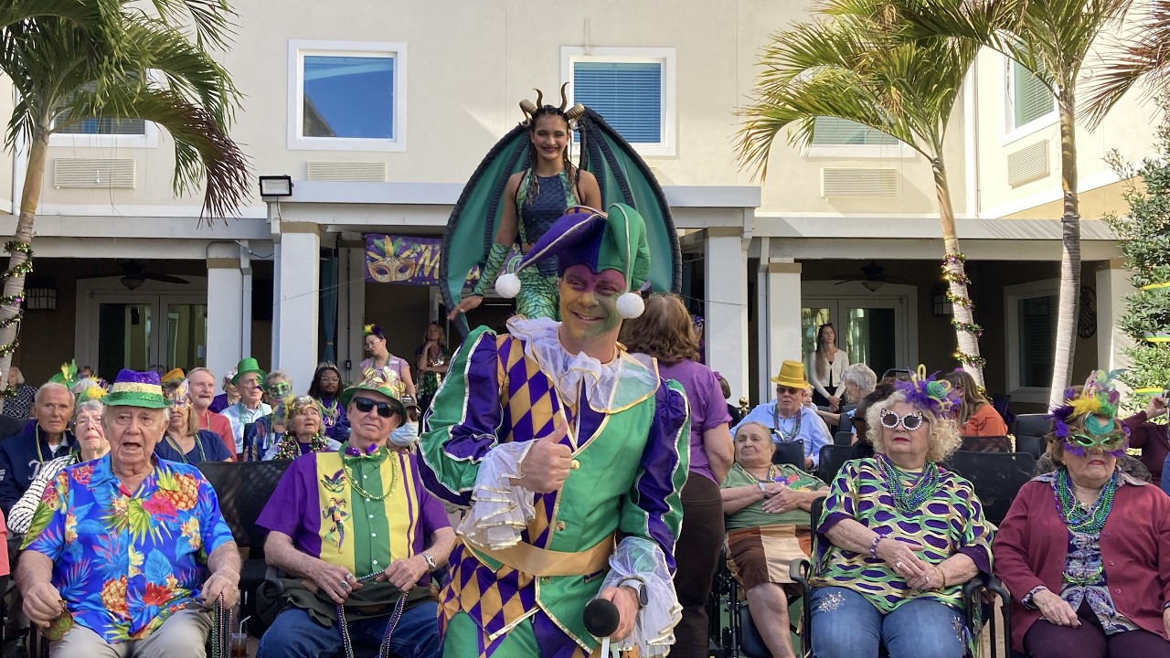Mardi Gras Cirque du Chateau in the Courtyard Celebration | Chateau Madeleine, Melbourne FL