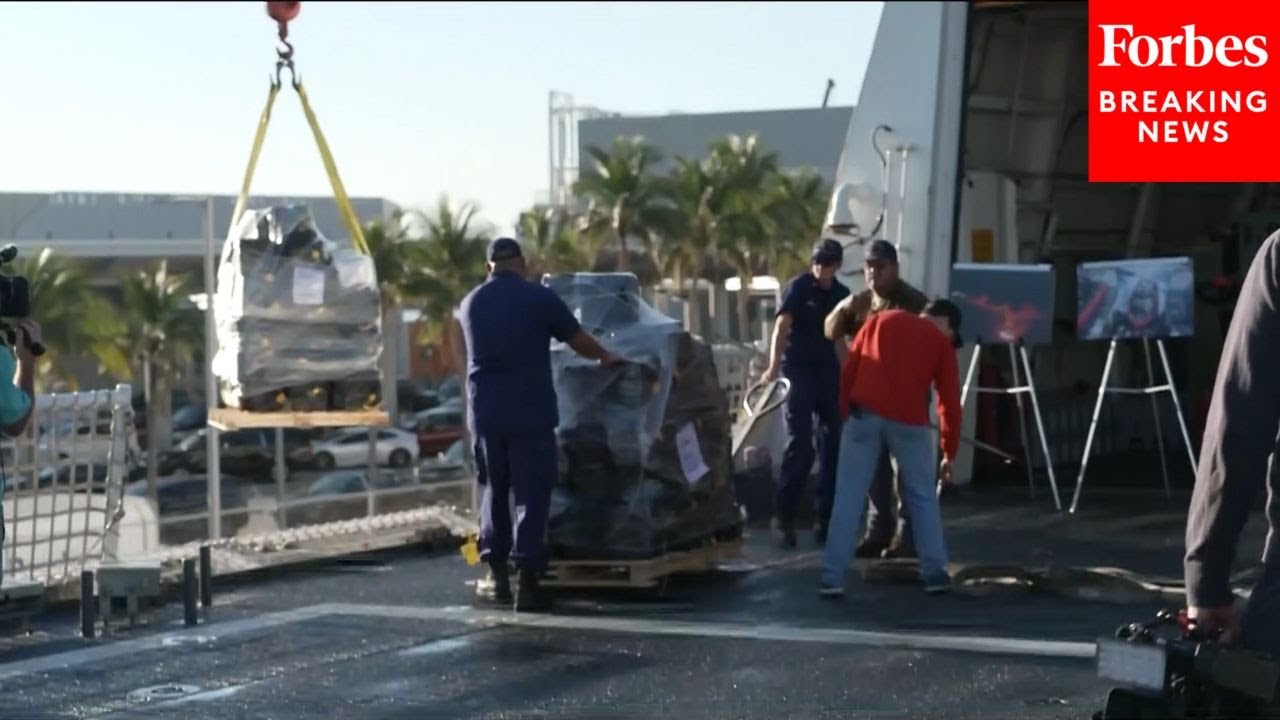 Drugs Are Taken Off The USCG Cutter Stone In Fort Lauderdale, Florida