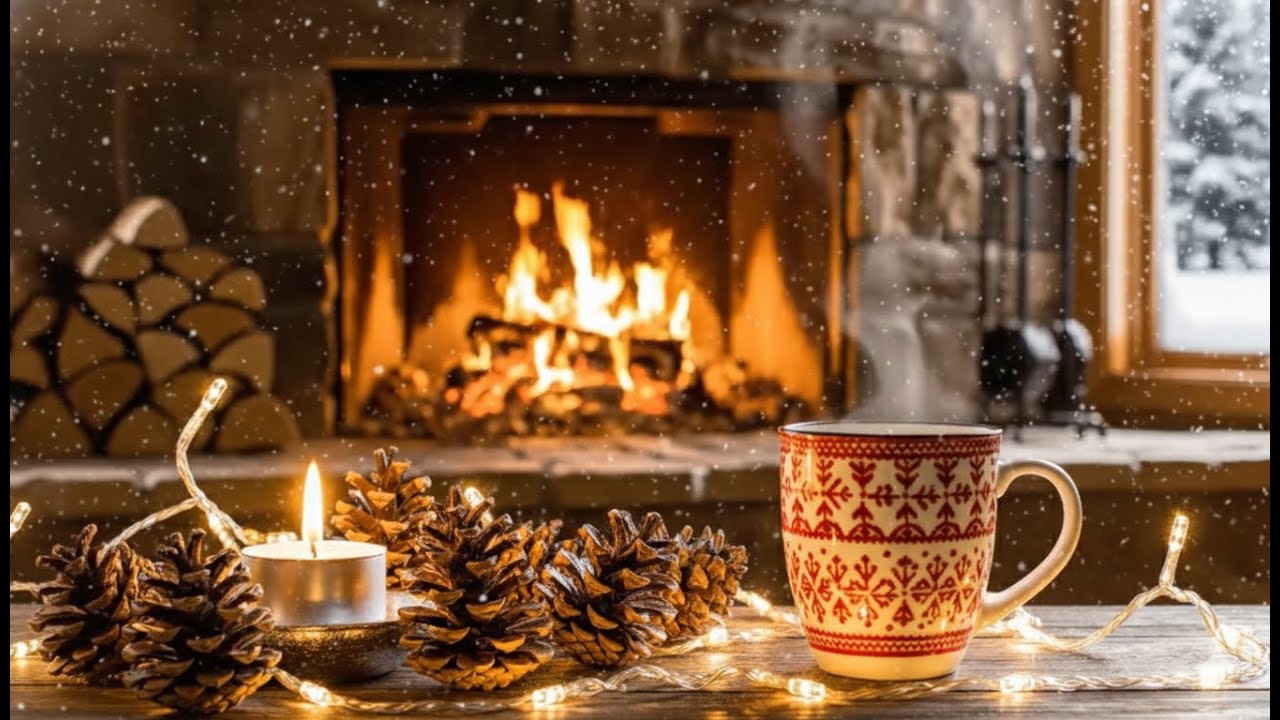 1 Hour Christmas Lofi Piano 🎹 Cozy Winter Nights • Jingle Bells Vibes ❄️🔥 Crackling Fireplace Study