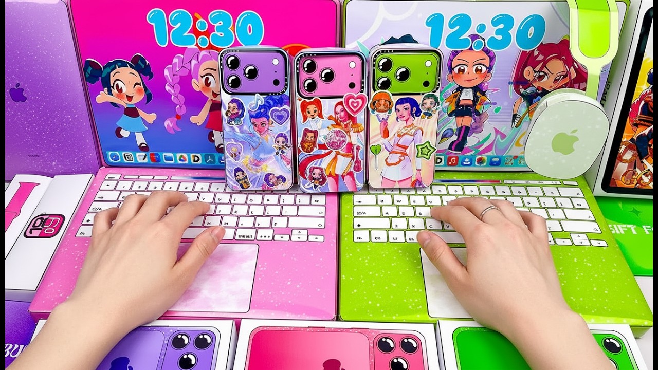 ✨Paper✨ Apple Desk ASMR 🍎 | Colorful Phone Case Setup Looks Real