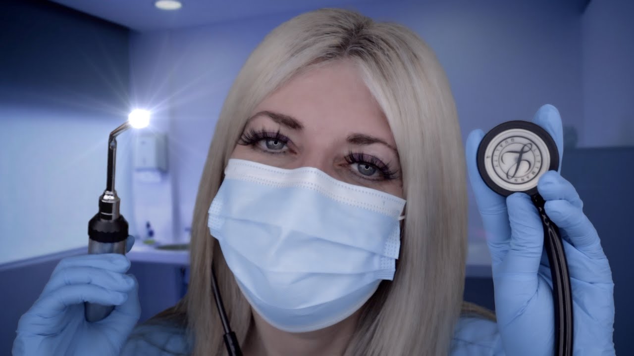 ASMR Ear, Nose & Throat Exam & Skin Exam for Allergy - Otoscope, Ear Drops, Gloves, Lotion, Typing