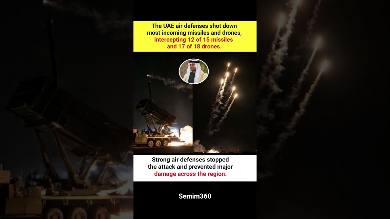 UAE Air Defenses Intercept Most Missiles and Drones, Prevent Major Damage 🛡️✈️ #trending #ytshorts