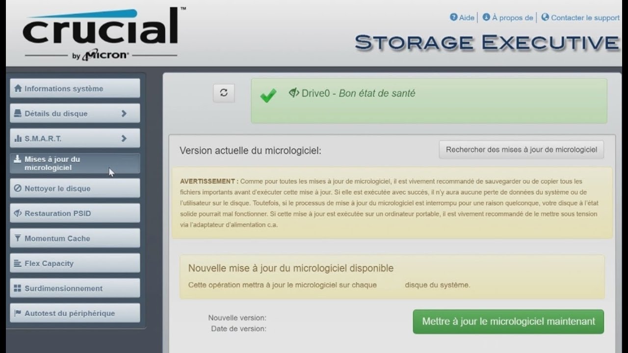 Mettre à jour le firmware d'un SSD Crucial