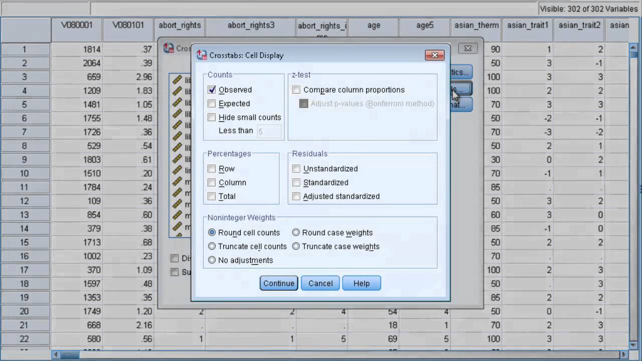 Ordinal level crosstabulation - Chi2 and TauB