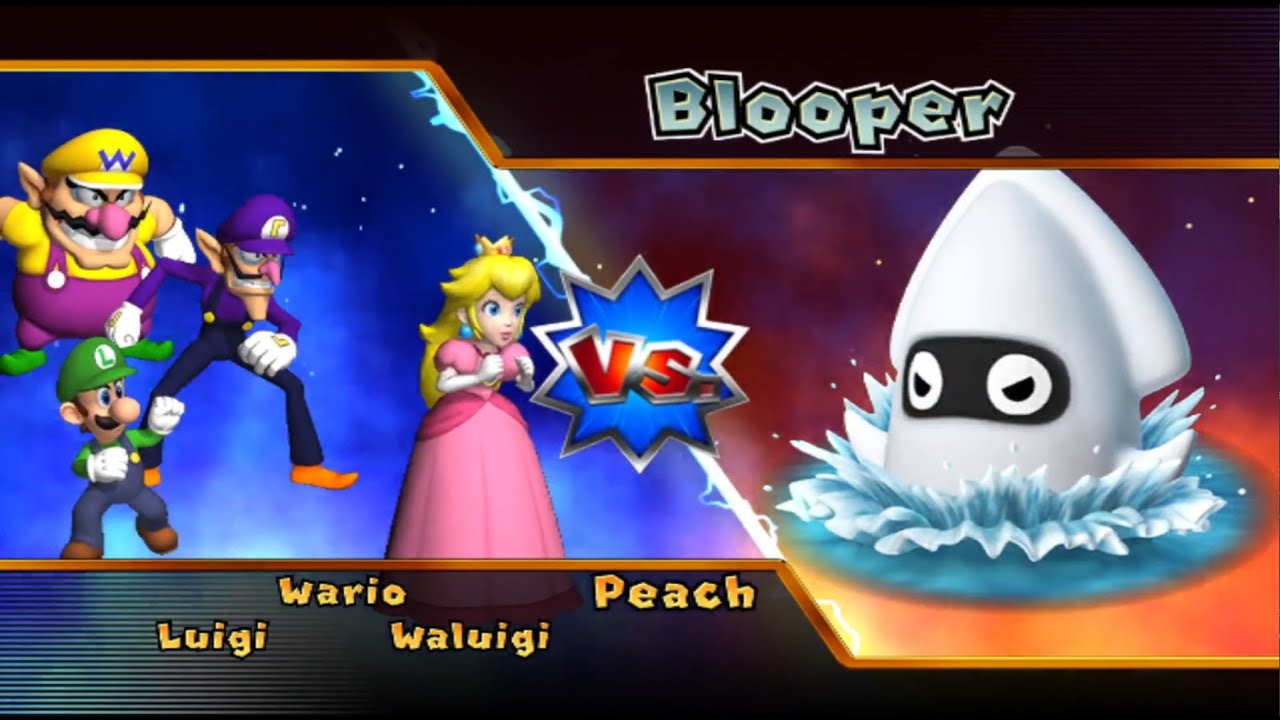 Mario Party 9 - Luigi vs Waluigi vs Wario vs Peach - Blooper Beach (Hard CPUs)