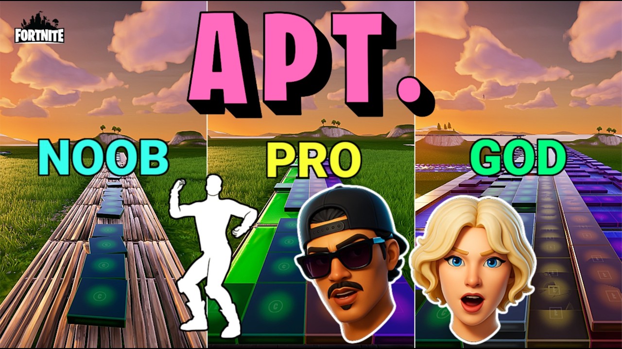 ROS&Eacute; & Bruno Mars - APT.  - Noob vs Pro vs God (Fortnite Music Blocks) @dehalfwit