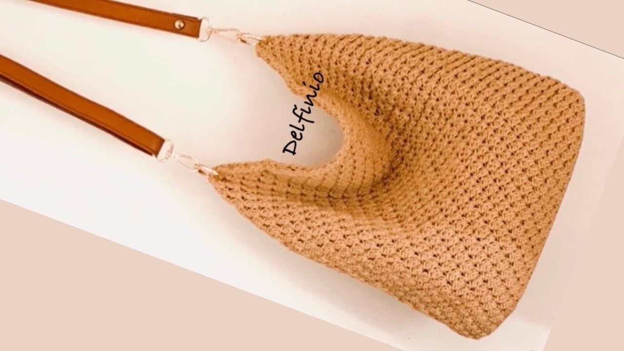 شنطه كروشيه بيد جلد_crochet bag