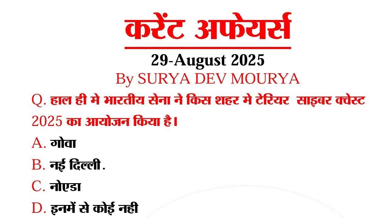 29 August Current affairs, tuday Current affairs, daily current affairs 