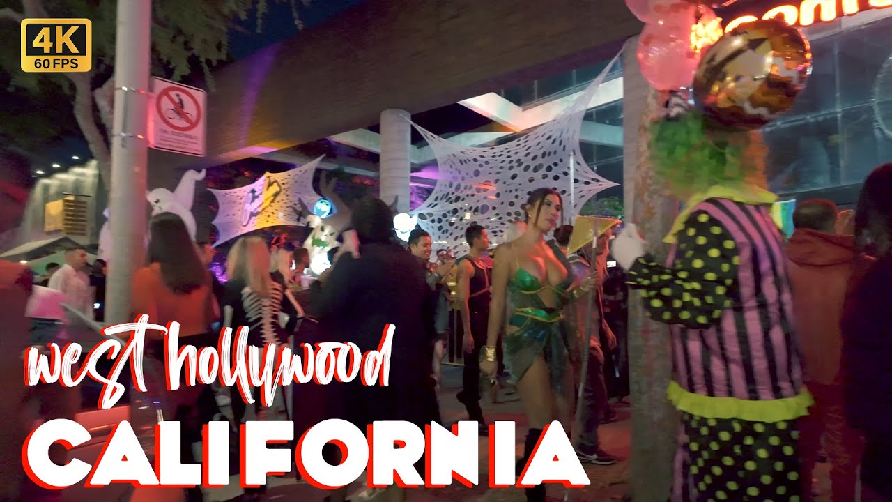 🇺🇸 Weekend Nightlife before Halloween in West Hollywood - USA [4K60 Virtual Tour]