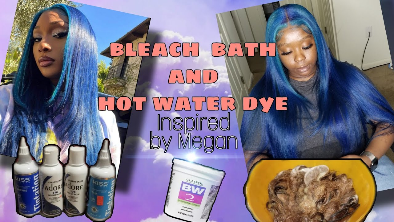 Bleach Bath and Hot Water Dye Blue Hair } IN 10 MINS