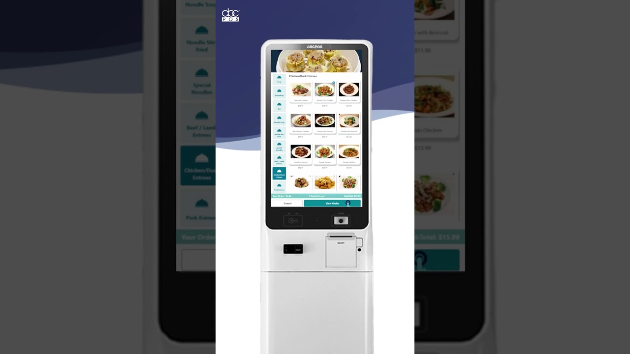 ABCPOS Self-Service Kiosk System - Ordering Process for Take-out restaurant