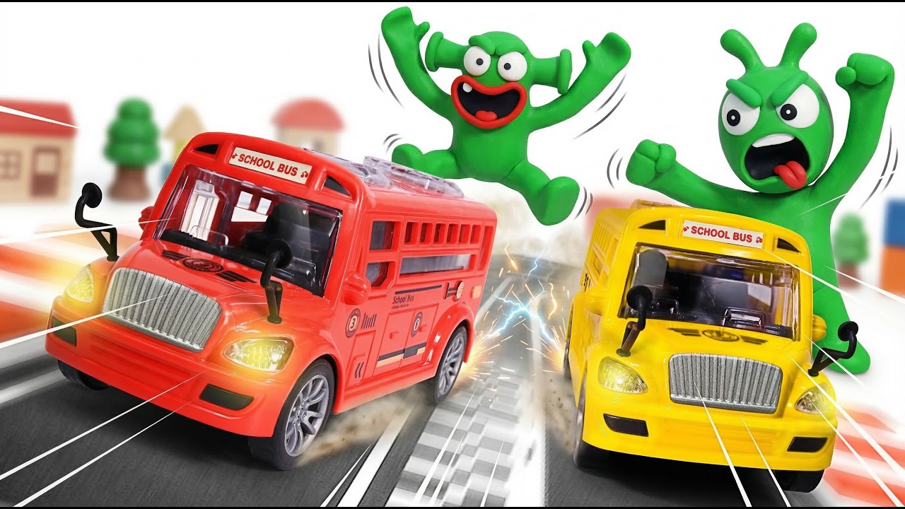 Pea Pea Batalla del School Bus Colorful 🚍💥 Las Ruedas del Autobús Caos Divertido
