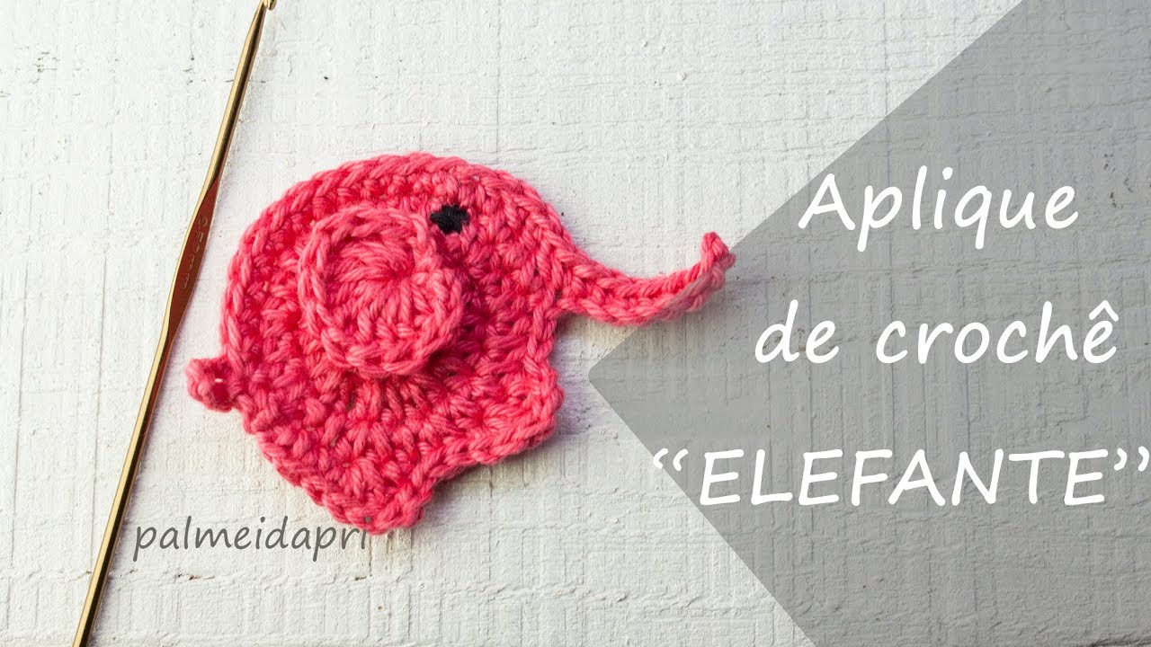 Aplique de Elefante em crochê
