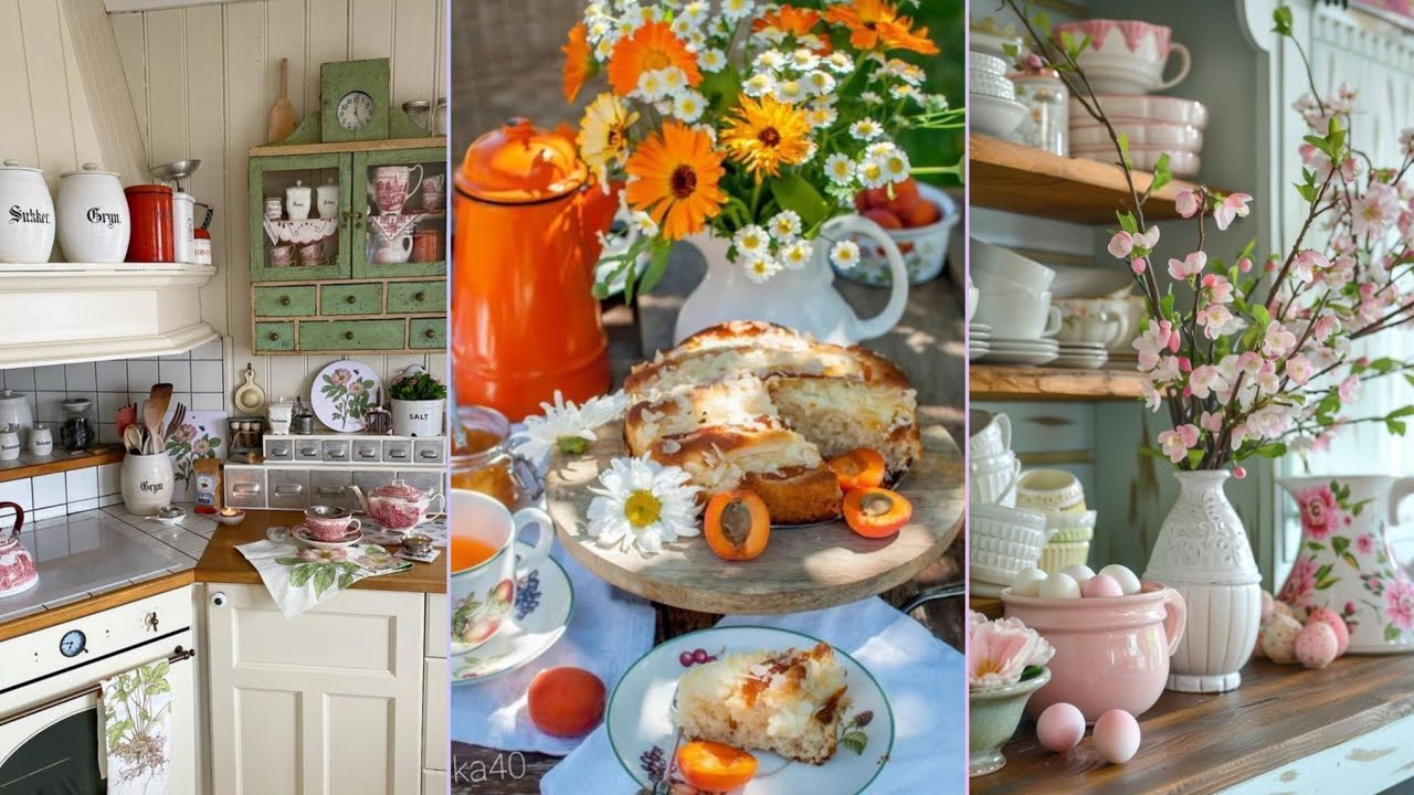 Country style Farmhouse decorating ideas with vintage shabby chic charm. 
