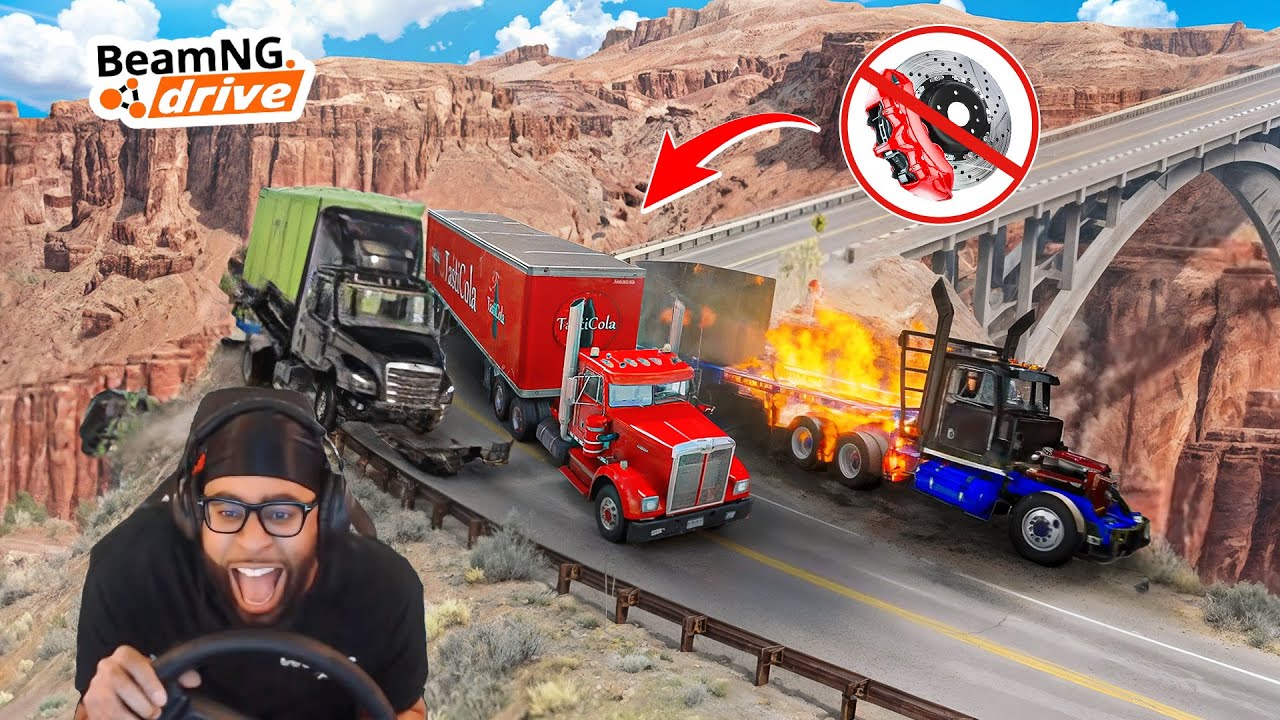 Racing HUGE trucks BUT WITH NO BRAKES