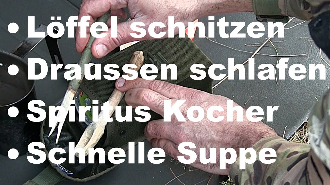 WIE? Löffel schnitzen, Zutaten lagern, Draussen schlafen, 5 Minuten Suppe kochen | Wanderfalke