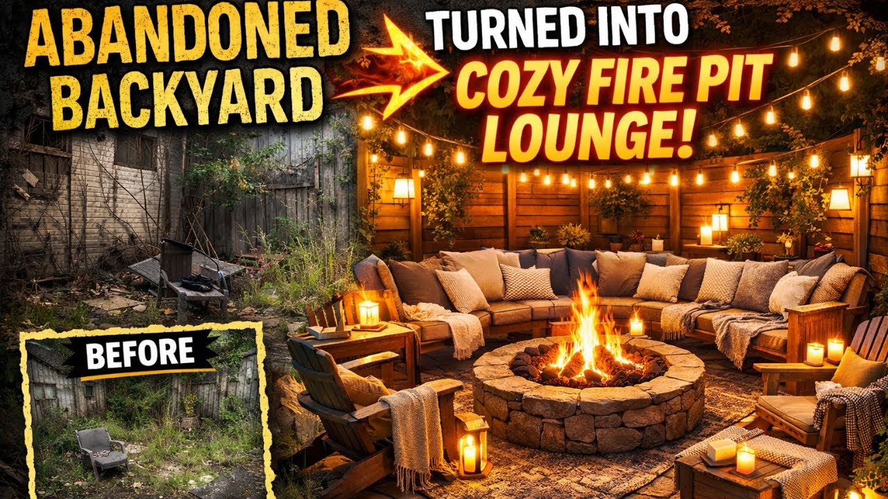 Abandoned Backyard Turned Into Cozy Fire Pit Lounge ASMR