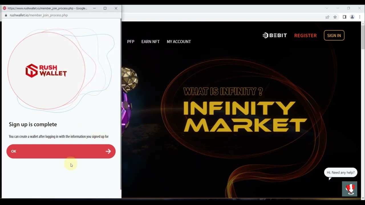 Infinity Market Account Creation Tutorial.
