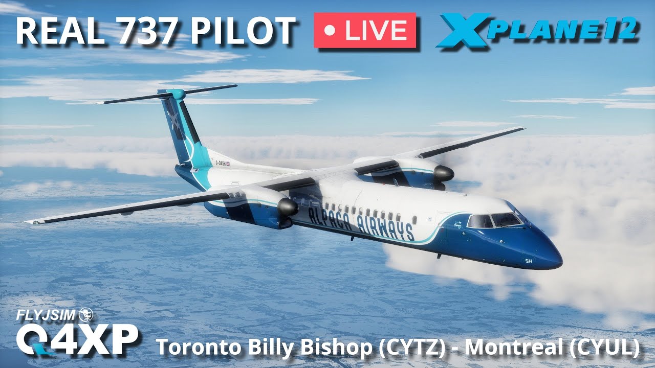 737 Pilot flying the FlyJSim Dash 8 | Toronto City – Montreal | X-Plane 12