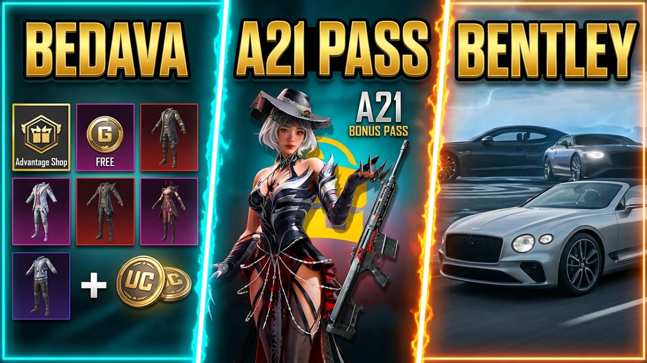 A21 BONUS PASS | БЕСПЛАТНЫЙ КОСТЮМ | BENTLEY | УДАЧЛИВАЯ МОНЕТА | PUBG MOBILE