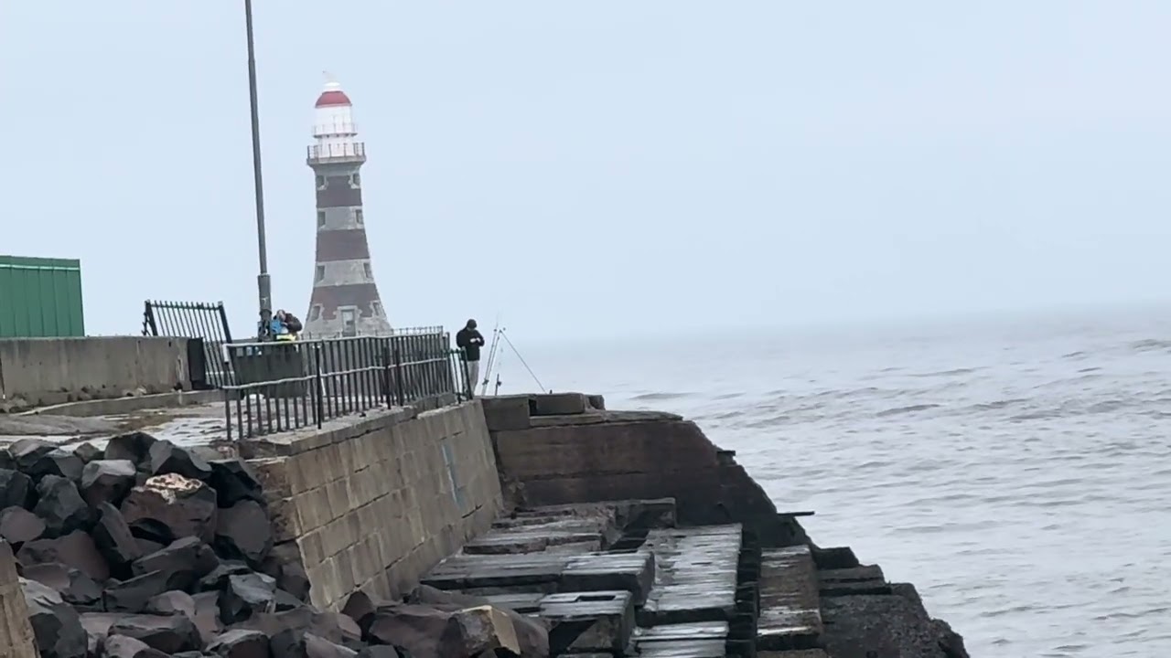 Fishing during a big swell at Sunderland. 