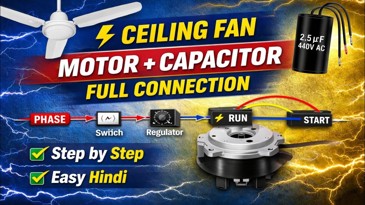 How to set up ceiling fan motor and condenser connection