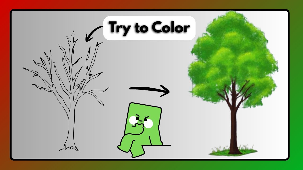 Easy Tree Drawing Step by Step | Simple Background Art Process | Using Krita