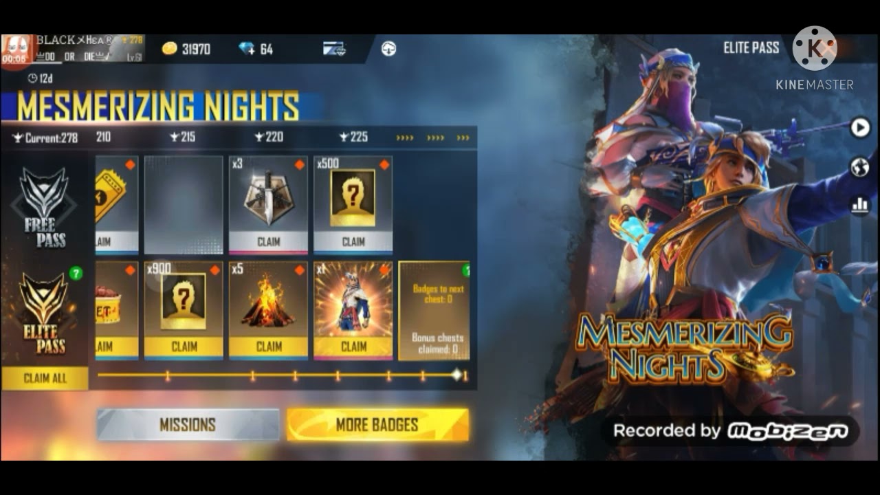 MESMERIZING NIGHTS ELITE PASS UPGRADE || FREE FIRE ELITE PASS