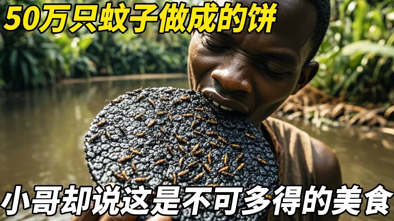 非洲奇葩美食蚊子饼！用50万只蚊子摊成饼，小哥吃了一口表情十分享受！#奇葩#猎奇#纪录片