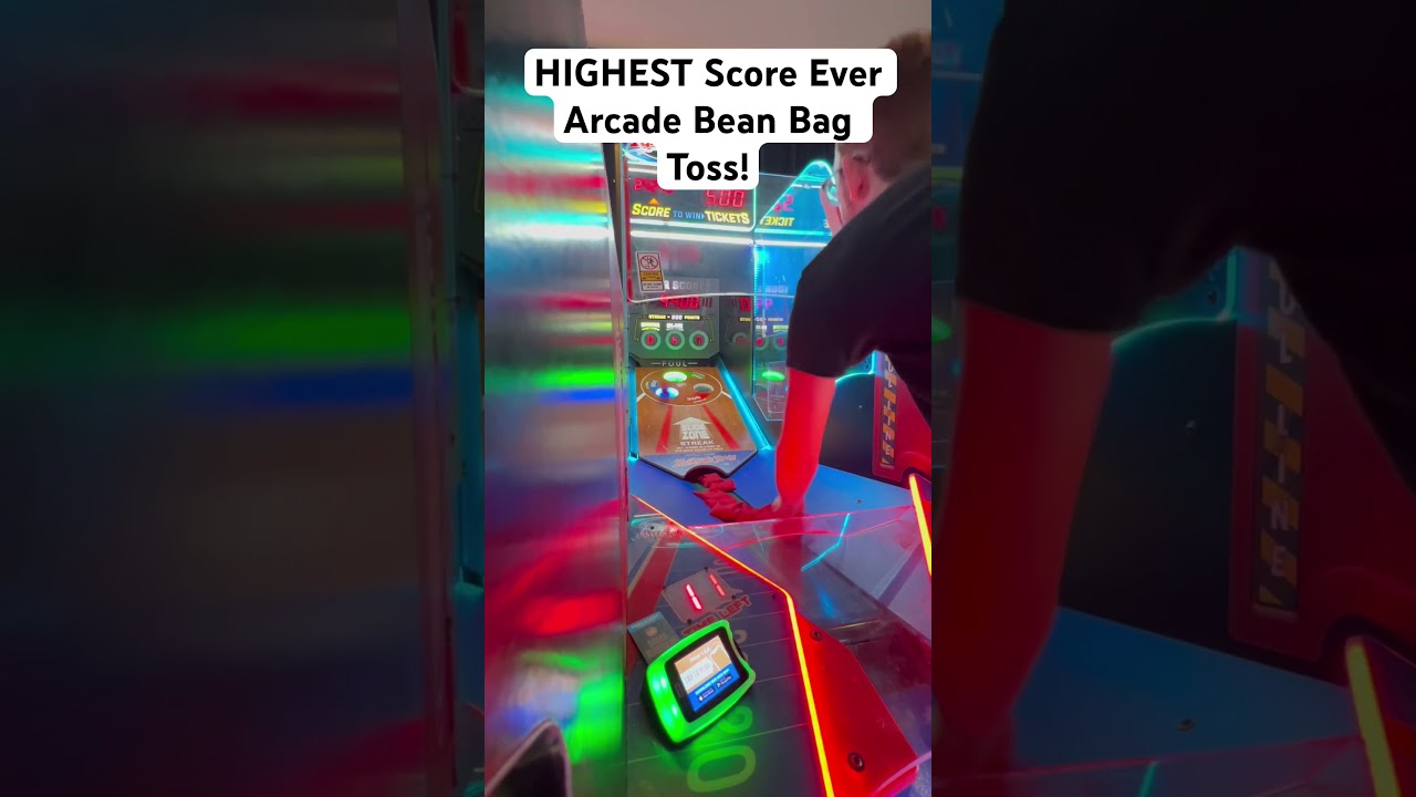 The highest score ever on arcade bean bag toss with 10 MAXED out red streaks! #arcadetour #arcade
