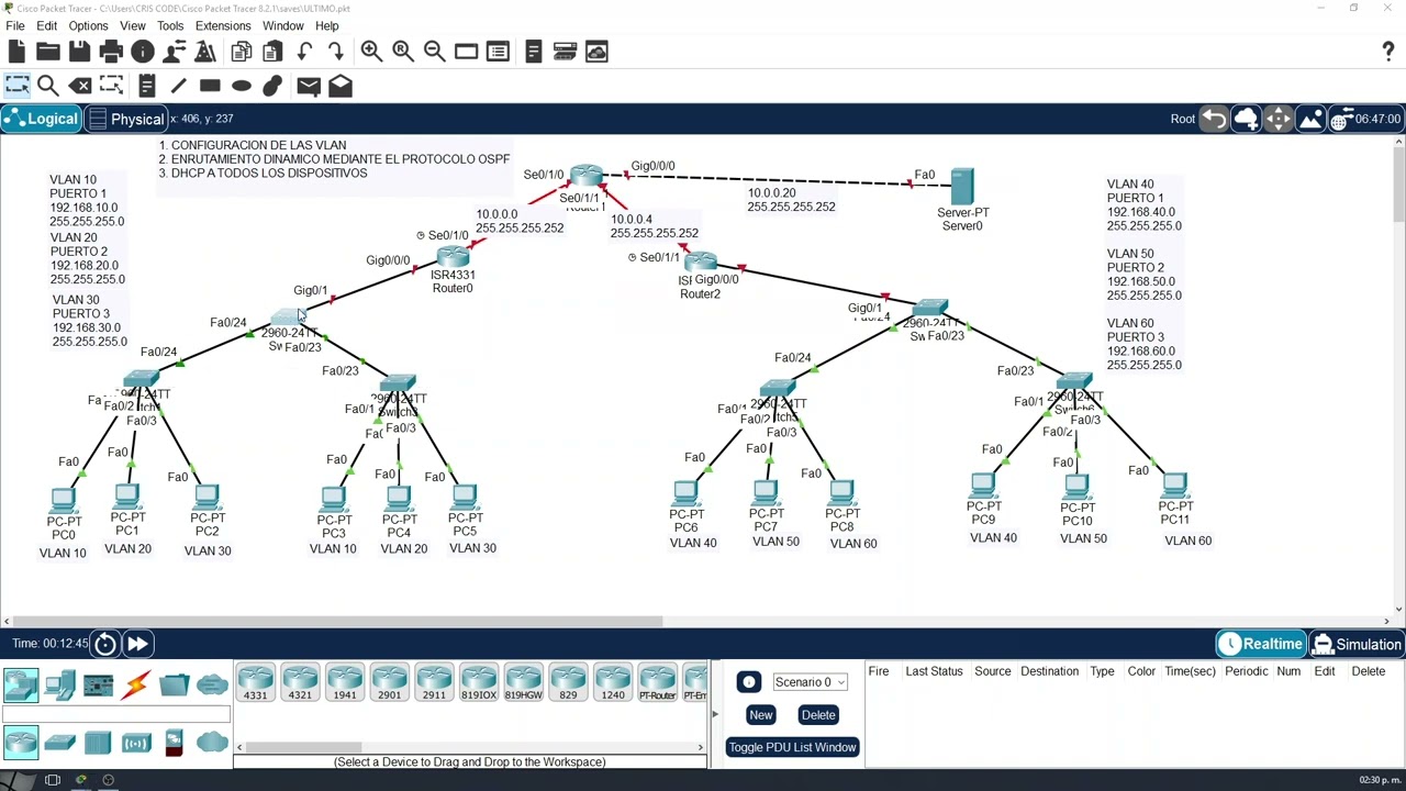 Protocolo de Enrutamiento OSPF en Cisco Packet Tracer | VLAN & DHCP