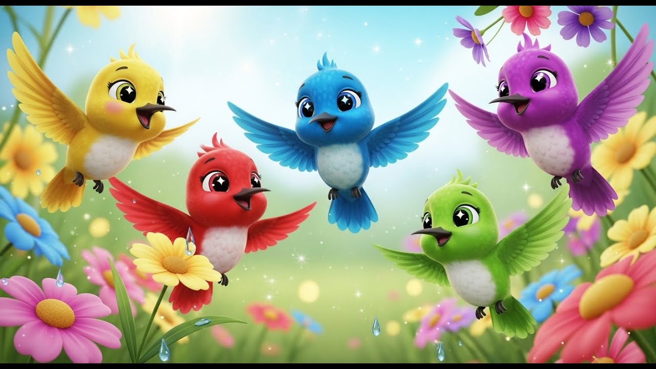 Five Little Hummingbirds Hover Hover Hover | Beautiful Bird Song & Nursery Rhymes