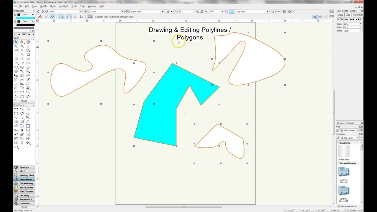 Drawing Polylines & Polygons in Vectorworks 2013