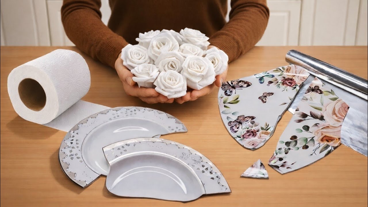 Broken Plates Turned into 2 Amazing Ideas with Aluminum Foil and Toilet Paper ♻️🥰