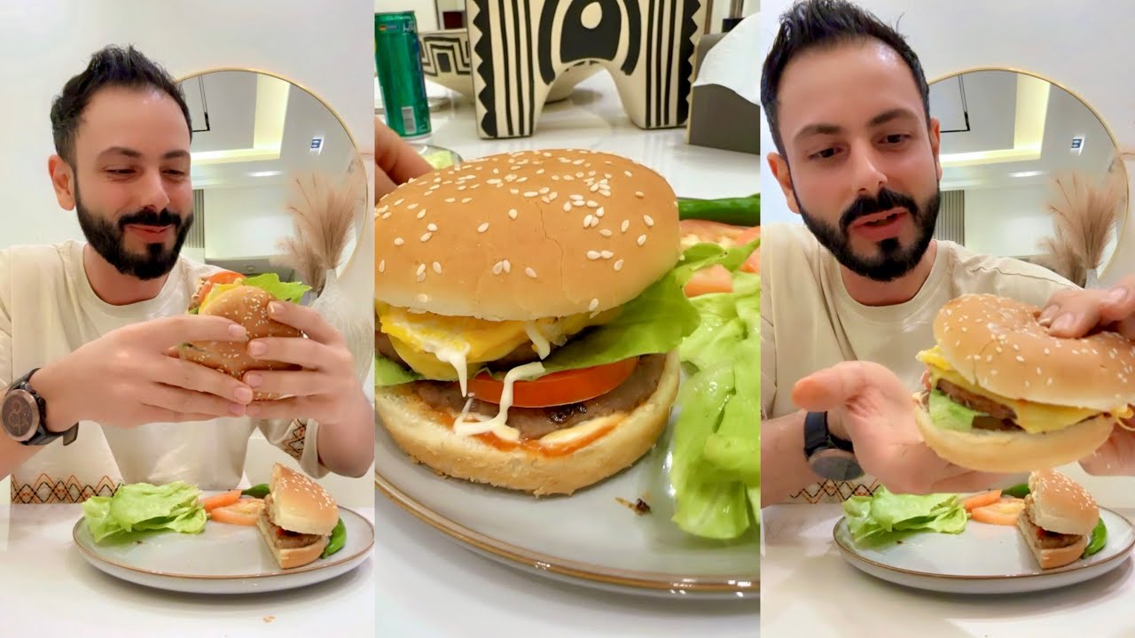 برجر اللحم الخطير من صنع نور غدرتها غدر🤣عصام ونور