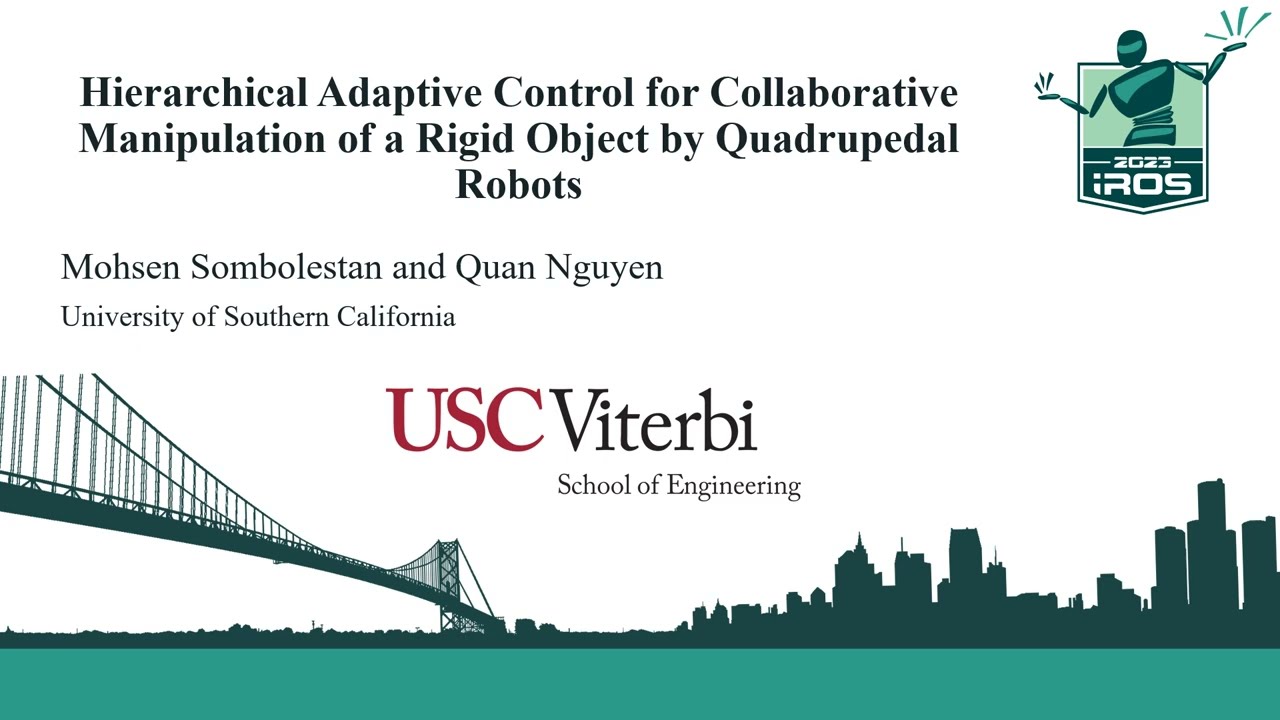 Hierarchical Adaptive Control for Collaborative Manipulation of a Rigid Object by Quadrupedal Robots