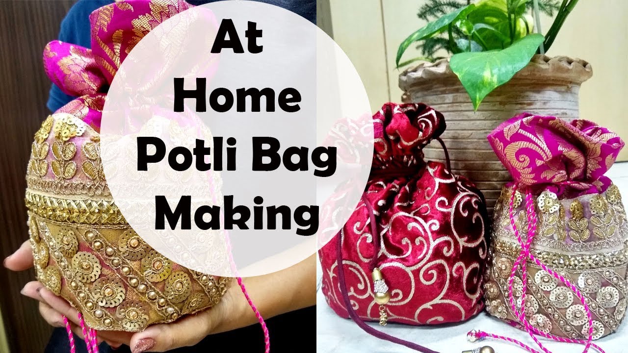 Velvet and Lace Potli bag tutorial | Make matching Potlis with your wedding outfits