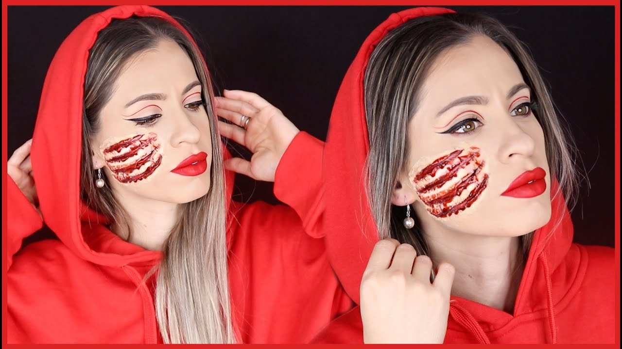 CAPERUCITA ROJA PARA HALLOWEEN FACIL Y RAPIDO | HERIDA FALSA EN LA CARA | NatyGloss