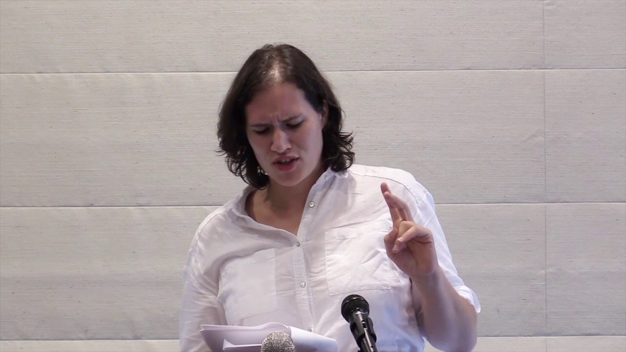 Katja Perat speaks at the the 2016 William H. Gass Symposium