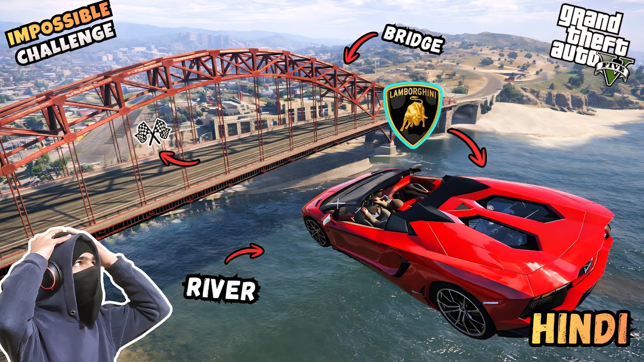 GTA 5 Supercar🔥V/S Impossible Bridge River Jump Challenge😱 || 99% Fails || GTA5 stunts || Hindi