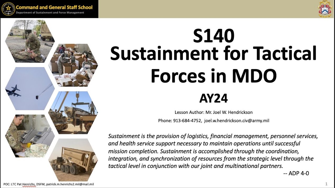 AY24 S140 Sustainment of Tactical Units in MDO